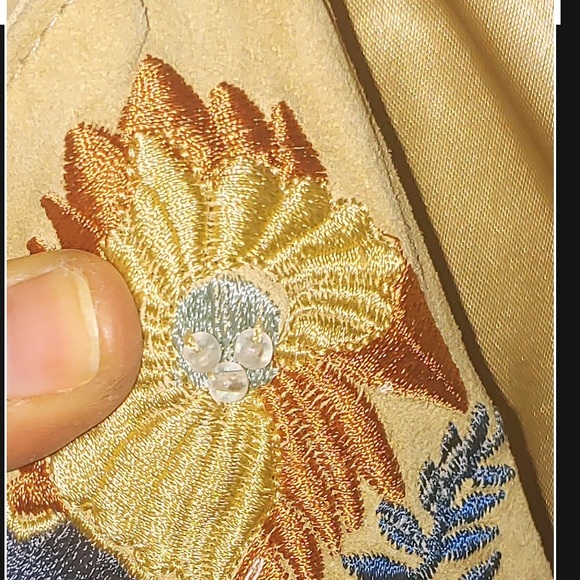 Vintage Suede Embroidered Jacket Taupe Sz Medium - Picture 8 of 15